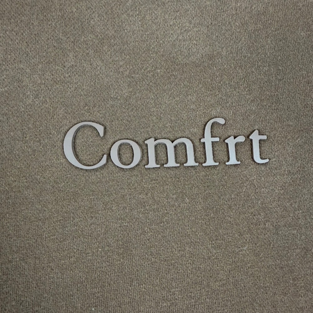 Comfrt Hoodie Chocolate Brown Heavyweight Fleece Pullover Mens L Puff Logo - Picture 8 of 15